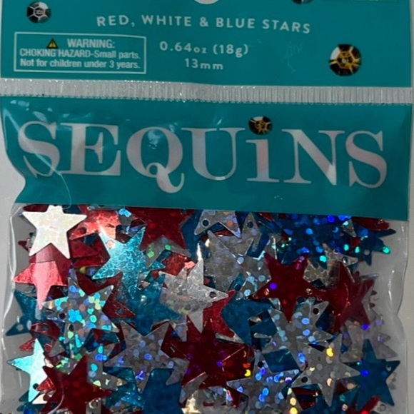 Sequins Bulk of Red White & Blue Stars Sewing Crafts 0.64 oz 18g 13mm - Picture 4 of 4